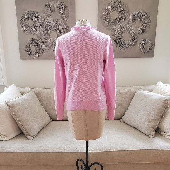 J. CREW | Ruffle Neck Pullover Sweater - [Small, Soft Peony Pink] - Picture 9 of 15